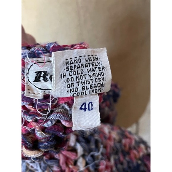 Razzle Me Womens Sweater Purple Pink Striped Crochet Knitted Cap Sleeves M - Picture 6 of 6